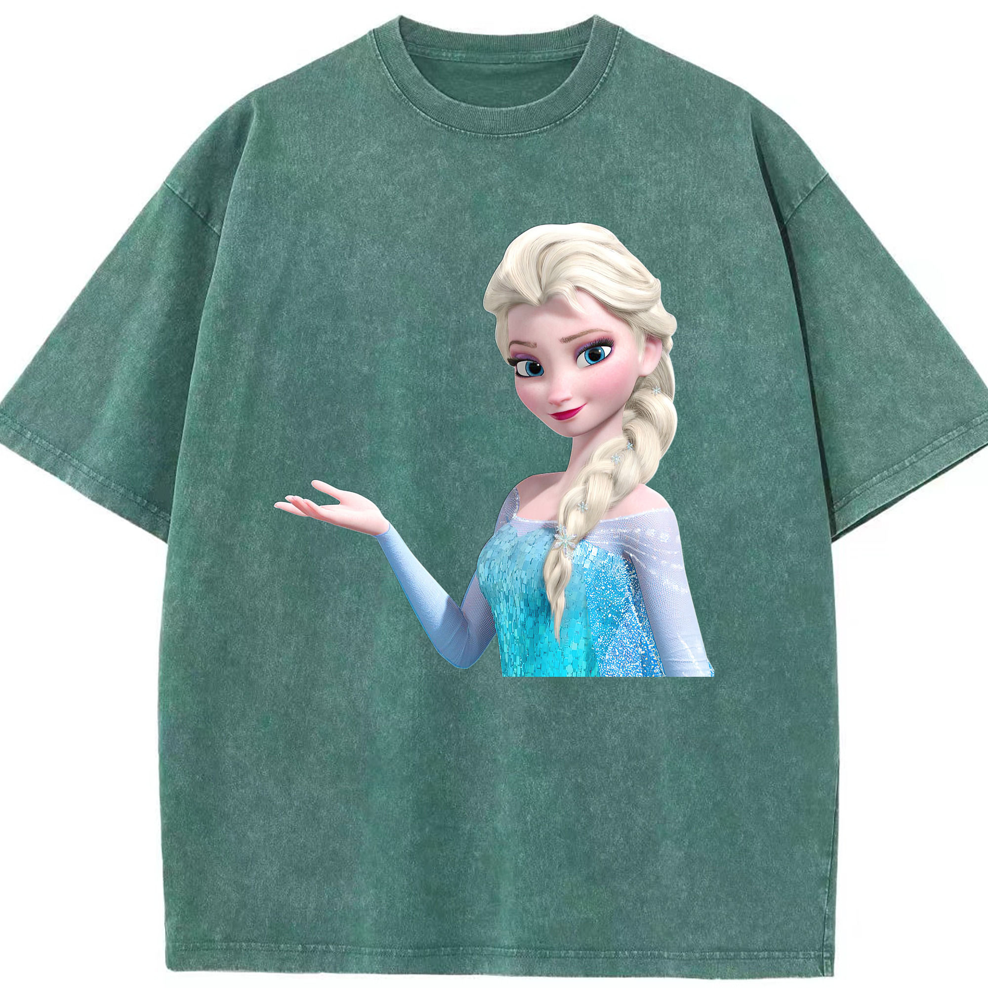 （画像用） アナと雪の女王 アンナ エルサ Frozen Anna Elsa 綿100% ヴィンテージ風 半袖Tシャツ（フロントプリント）